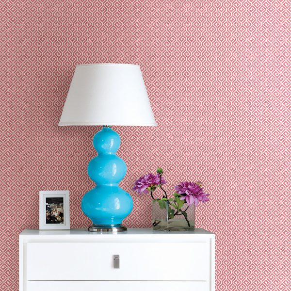 Sete Coral Greek Key Wallpaper on Sale - Image 2