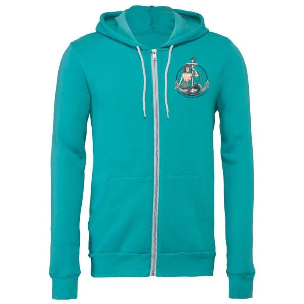 Rosie The Riveter Fleece Zip Hoodie (Teal) Online Sale - Image 2