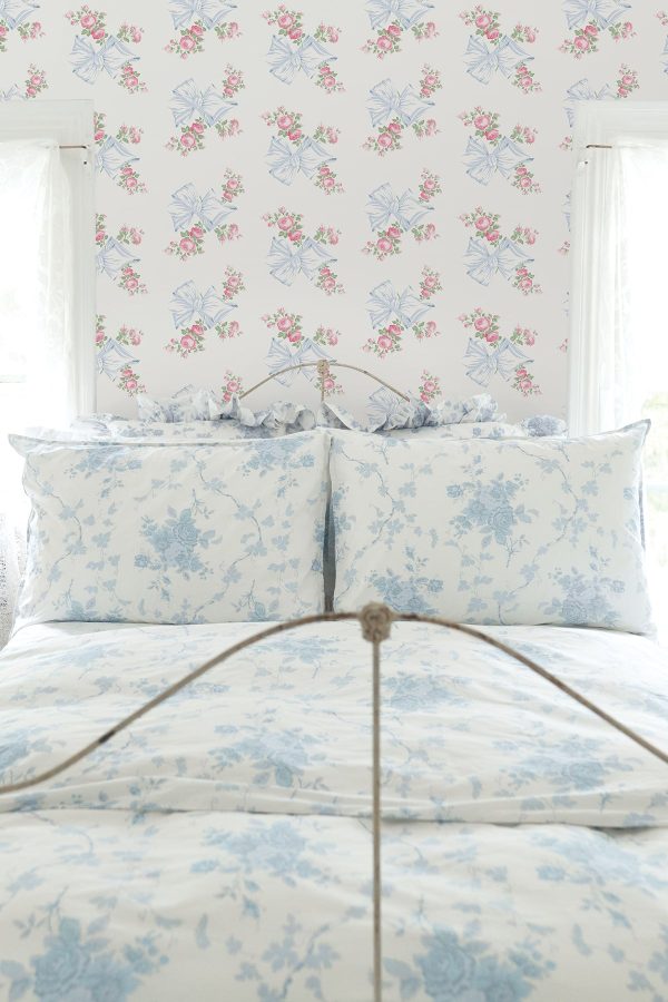 Rosa Beaux Pastel Large Bow Spot Wallpaper Cheap - Image 2