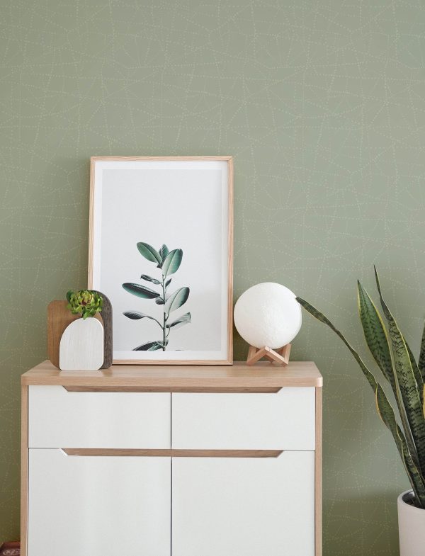 Alcott Sage Dotted Wallpaper Hot on Sale - Image 4