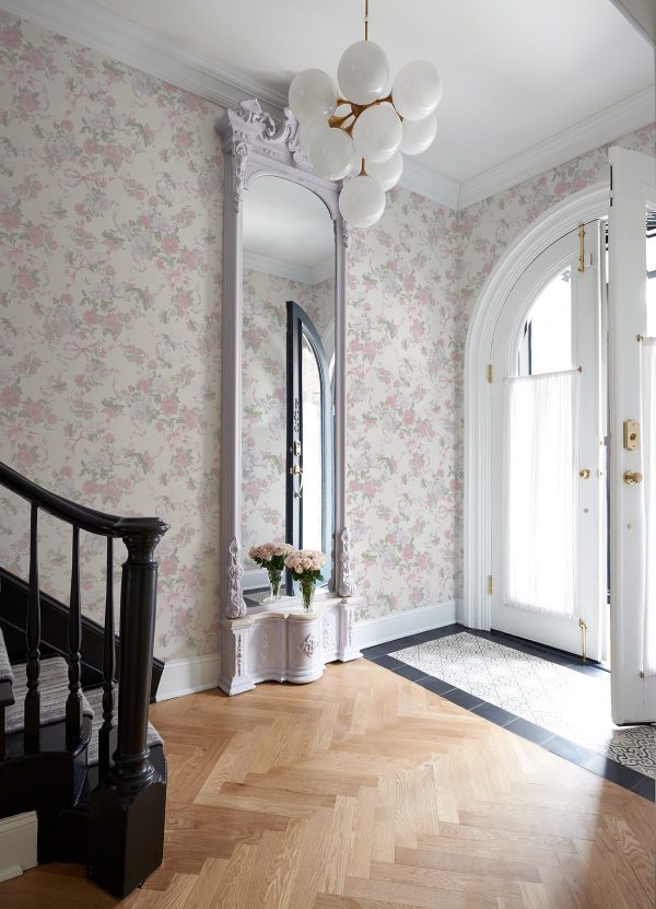 Cabbage Rose Bow Pretty in Ribbons and Roses Wallpaper Online - Image 3