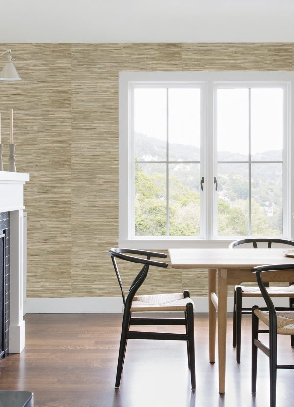Sogen Khaki Knotted Sea Grasscloth Wallpaper Supply - Image 2