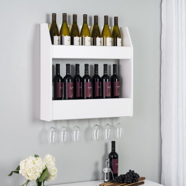 Kinard 24 Bottle Wall Mounted Wine Bottle & Glass Rack White #2529HW For Cheap - Image 2