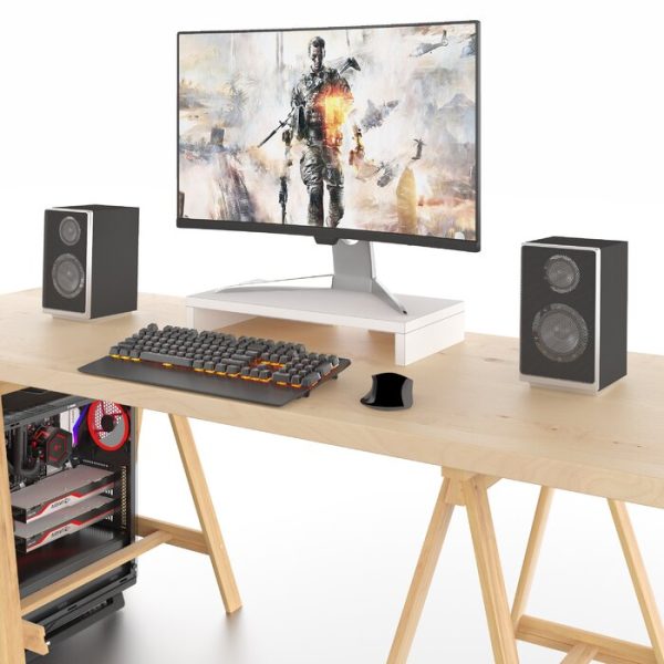 Figueroa EcoComputer Monitor Stand Riser and Desktop Organizer White #2540HW For Sale - Image 2