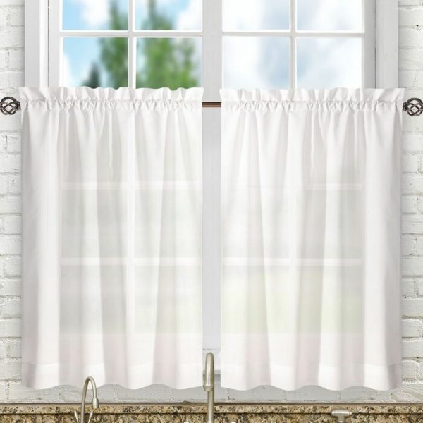 Ellis Tailored Tier White Curtain 56  x 24  - Set of 6 (1304ND) Sale