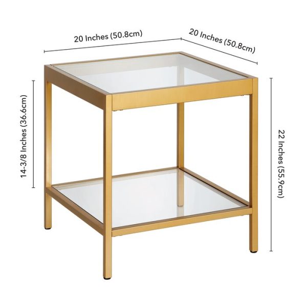 Gold Glass Top End Table (299MM) For Sale - Image 3