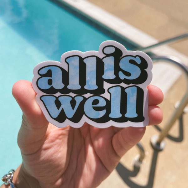 All is Well Blue Tie Dye Aesthetic Sticker For Sale - Image 2