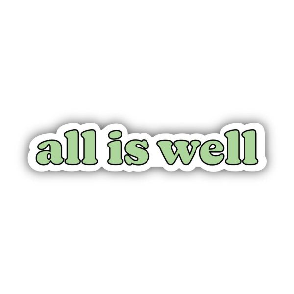 All is Well Green Lettering Aesthetic Sticker For Cheap