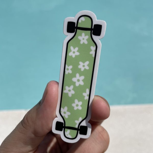 Green Floral Longboard Aesthetic Sticker Supply - Image 2