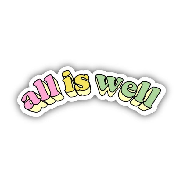 All is Well Multicolor Curved Lettering Aesthetic Sticker For Cheap