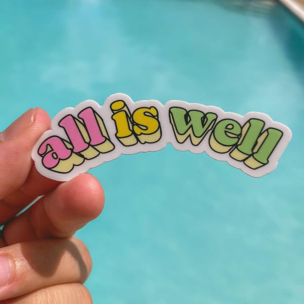 All is Well Multicolor Curved Lettering Aesthetic Sticker For Cheap - Image 2